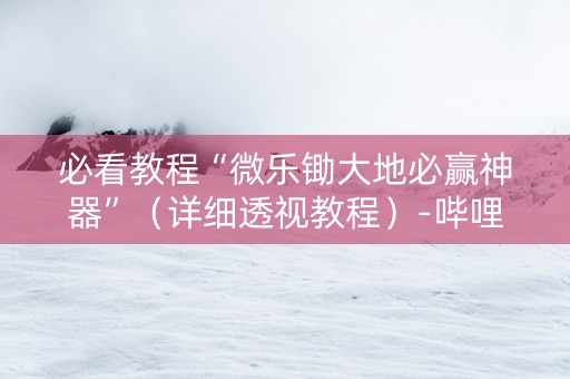 必看教程“微乐锄大地必赢神器”（详细透视教程）-哔哩哔哩