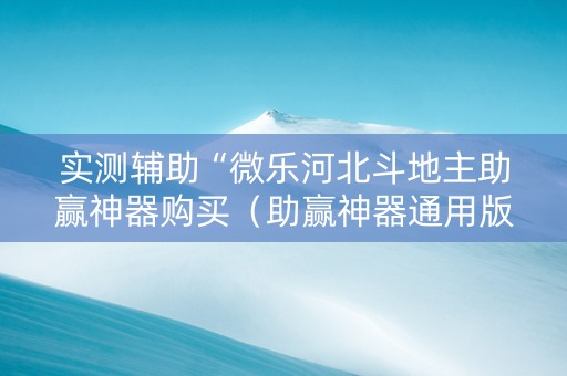 实测辅助“微乐河北斗地主助赢神器购买（助赢神器通用版）