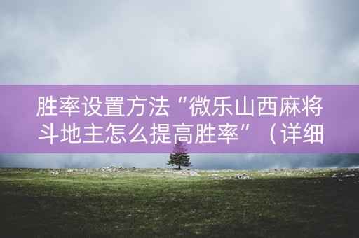 胜率设置方法“微乐山西麻将斗地主怎么提高胜率”（详细透视教程）-哔哩哔哩