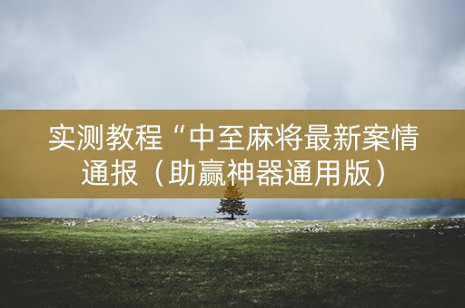 实测教程“中至麻将最新案情通报（助赢神器通用版）
