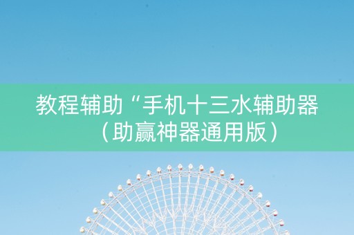 教程辅助“手机十三水辅助器（助赢神器通用版）