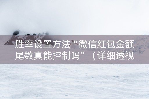 胜率设置方法“微信红包金额尾数真能控制吗”（详细透视教程）-哔哩哔哩
