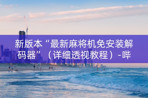 新版本“最新麻将机免安装解码器”（详细透视教程）-哔哩哔哩