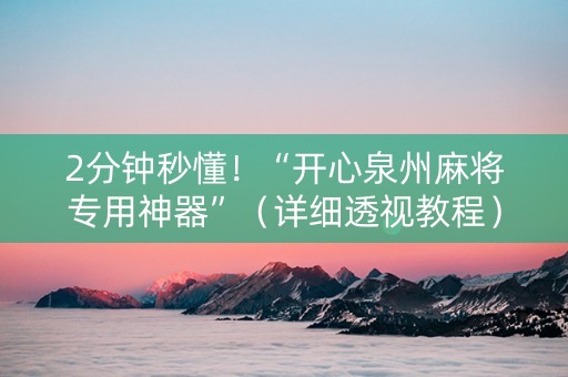 2分钟秒懂！“开心泉州麻将专用神器”（详细透视教程）-哔哩哔哩