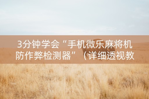 3分钟学会“手机微乐麻将机防作弊检测器”（详细透视教程）-哔哩哔哩
