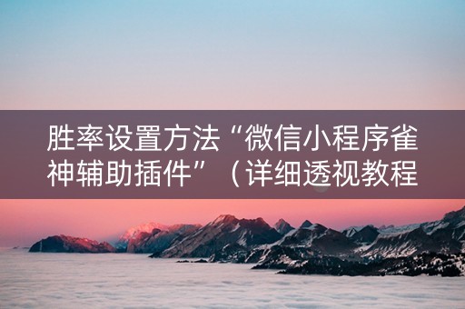 胜率设置方法“微信小程序雀神辅助插件”（详细透视教程）-哔哩哔哩