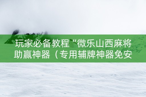 玩家必备教程“微乐山西麻将助赢神器（专用辅牌神器免安装）