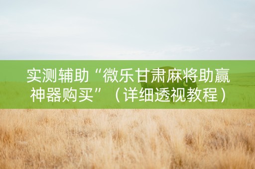 实测辅助“微乐甘肃麻将助赢神器购买”（详细透视教程）-哔哩哔哩