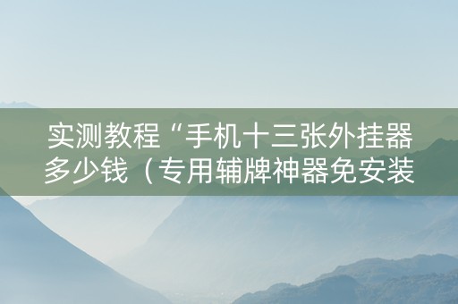 实测教程“手机十三张外挂器多少钱（专用辅牌神器免安装）