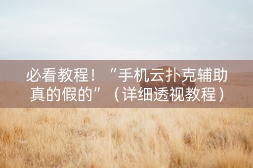 必看教程！“手机云扑克辅助真的假的”（详细透视教程）-哔哩哔哩