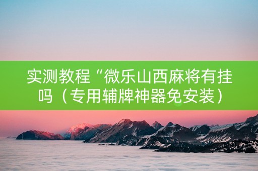 实测教程“微乐山西麻将有挂吗（专用辅牌神器免安装）