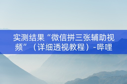 实测结果“微信拼三张辅助视频”（详细透视教程）-哔哩哔哩