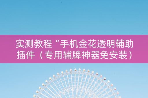实测教程“手机金花透明辅助插件（专用辅牌神器免安装）