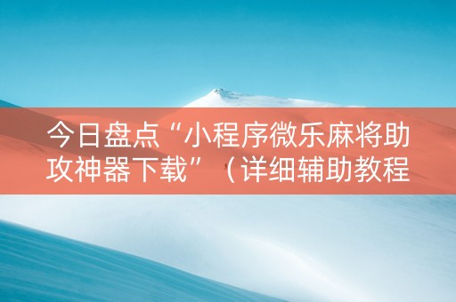 今日盘点“小程序微乐麻将助攻神器下载”（详细辅助教程）-哔哩哔哩
