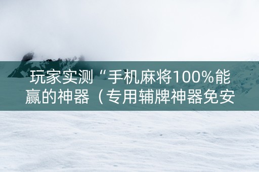 玩家实测“手机麻将100%能赢的神器（专用辅牌神器免安装）