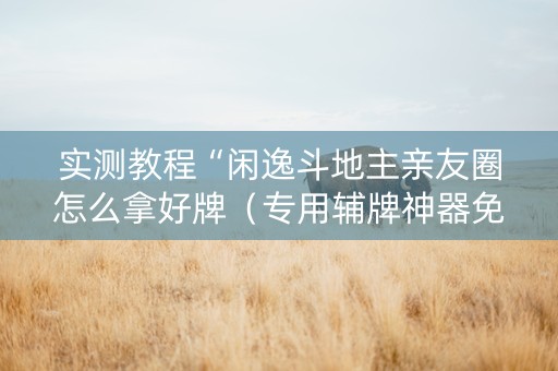 实测教程“闲逸斗地主亲友圈怎么拿好牌（专用辅牌神器免安装）