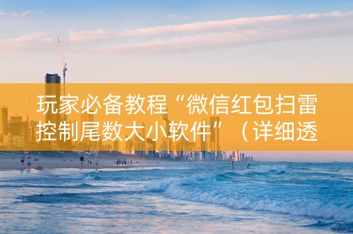 玩家必备教程“微信红包扫雷控制尾数大小软件”（详细透视教程）-哔哩哔哩