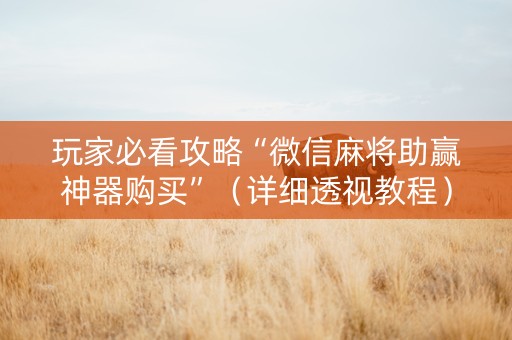 玩家必看攻略“微信麻将助赢神器购买”（详细透视教程）-哔哩哔哩