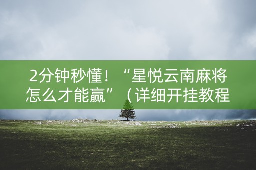 2分钟秒懂！“星悦云南麻将怎么才能赢”（详细开挂教程）-哔哩哔哩