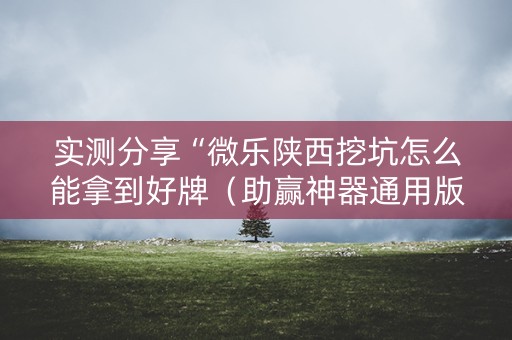 实测分享“微乐陕西挖坑怎么能拿到好牌（助赢神器通用版）