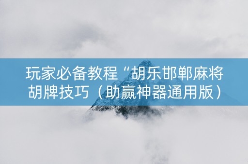 玩家必备教程“胡乐邯郸麻将胡牌技巧（助赢神器通用版）