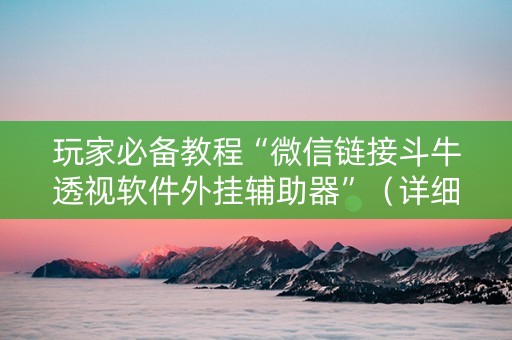 玩家必备教程“微信链接斗牛透视软件外挂辅助器”（详细透视教程）-哔哩哔哩