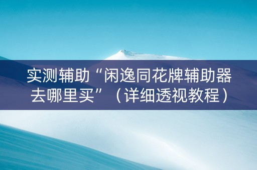 实测辅助“闲逸同花牌辅助器去哪里买”（详细透视教程）-哔哩哔哩