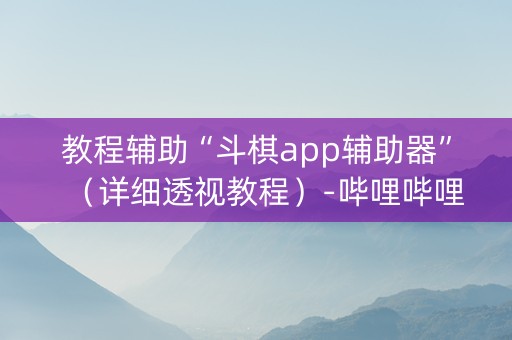 教程辅助“斗棋app辅助器”（详细透视教程）-哔哩哔哩