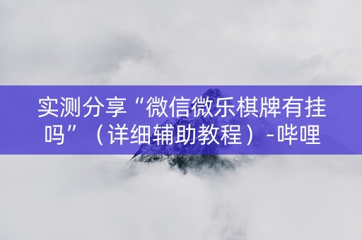 实测分享“微信微乐棋牌有挂吗”（详细辅助教程）-哔哩哔哩