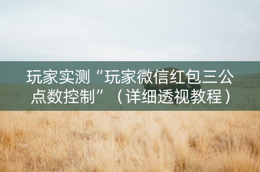 玩家实测“玩家微信红包三公点数控制”（详细透视教程）-哔哩哔哩