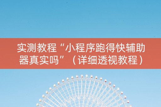 实测教程“小程序跑得快辅助器真实吗”（详细透视教程）-哔哩哔哩