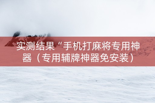 实测结果“手机打麻将专用神器（专用辅牌神器免安装）