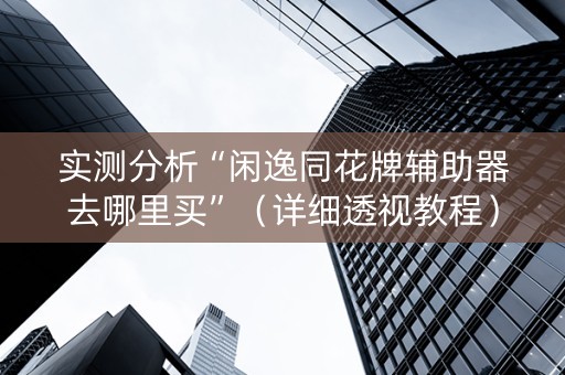 实测分析“闲逸同花牌辅助器去哪里买”（详细透视教程）-哔哩哔哩