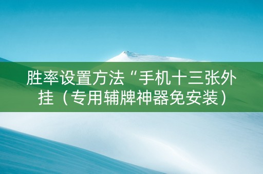 胜率设置方法“手机十三张外挂（专用辅牌神器免安装）
