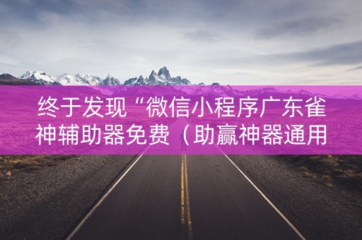 终于发现“微信小程序广东雀神辅助器免费（助赢神器通用版）