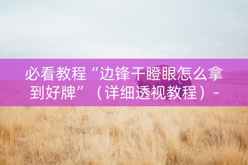 必看教程“边锋干瞪眼怎么拿到好牌”（详细透视教程）-哔哩哔哩