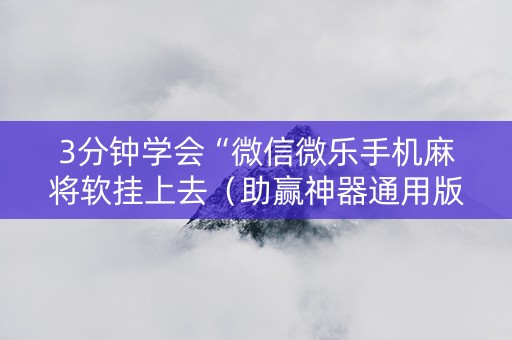 3分钟学会“微信微乐手机麻将软挂上去（助赢神器通用版）