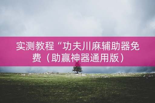 实测教程“功夫川麻辅助器免费（助赢神器通用版）