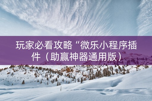 玩家必看攻略“微乐小程序插件（助赢神器通用版）