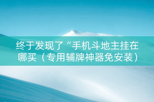 终于发现了“手机斗地主挂在哪买（专用辅牌神器免安装）