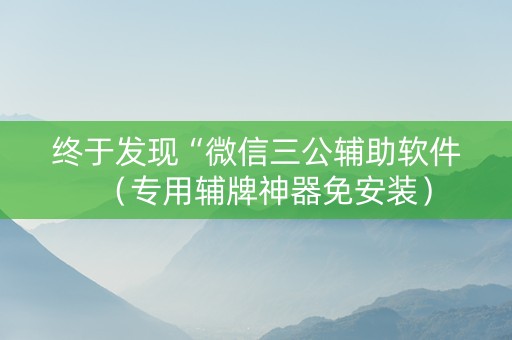 终于发现“微信三公辅助软件（专用辅牌神器免安装）