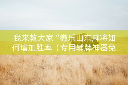 我来教大家“微乐山东麻将如何增加胜率（专用辅牌神器免安装）