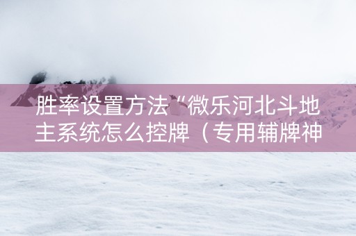 胜率设置方法“微乐河北斗地主系统怎么控牌（专用辅牌神器免安装）