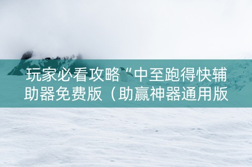 玩家必看攻略“中至跑得快辅助器免费版（助赢神器通用版）