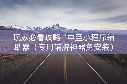 玩家必看攻略“中至小程序辅助器（专用辅牌神器免安装）