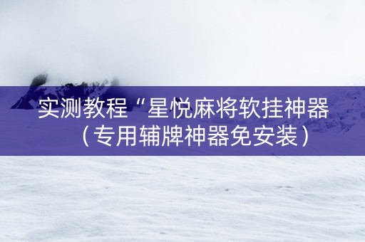 实测教程“星悦麻将软挂神器（专用辅牌神器免安装）