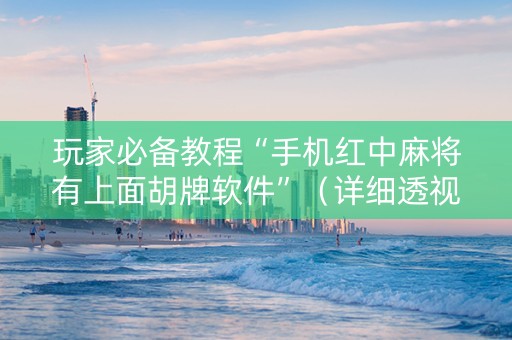 玩家必备教程“手机红中麻将有上面胡牌软件”（详细透视教程）-哔哩哔哩