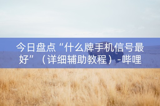 今日盘点“什么牌手机信号最好”（详细辅助教程）-哔哩哔哩
