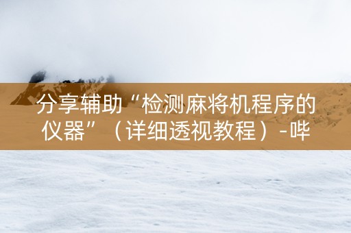 分享辅助“检测麻将机程序的仪器”（详细透视教程）-哔哩哔哩