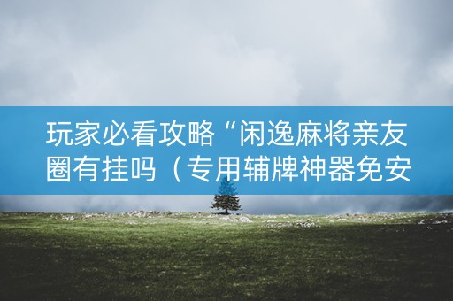 玩家必看攻略“闲逸麻将亲友圈有挂吗（专用辅牌神器免安装）